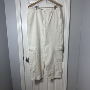 Royalty by Maluma Men's Ivory Cargo Corduroy Denim Mixed-Media Pants Size 34
